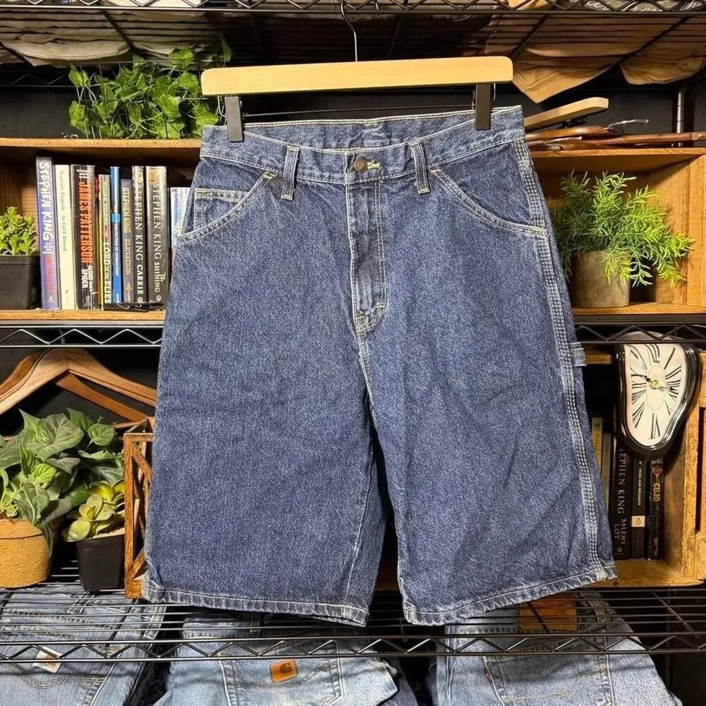 Vintage Y2K Dickies Carpenter Jean Shorts Navy Blue Denim Baggy Skater Jorts 30